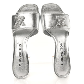 LOUIS VUITTON Metallic Calfskin Platform Shake Mule 36.5 Silver