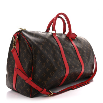 LOUIS VUITTON Calfskin Monogram Keepall Bandouliere 50 Coquelicot