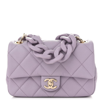 CHANEL Caviar Quilted Funky Match Mini Flap Light Purple