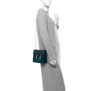 SALVATORE FERRAGAMO Calfskin Suede Thalia Flap Shoulder Bag Blue