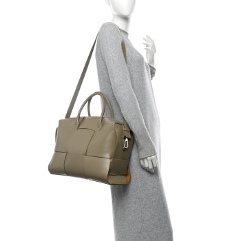 BOTTEGA VENETA Calfskin Maxi Intrecciato Arco Briefcase Porridge
