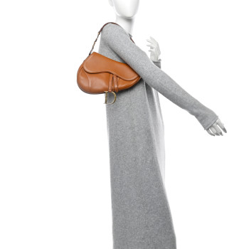 CHRISTIAN DIOR Calfskin Saddle Bag Tan