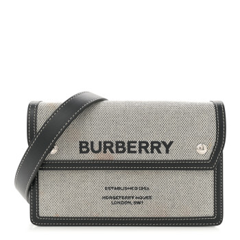 BURBERRY Cotton Canvas Horseferry Print Crossbody Black