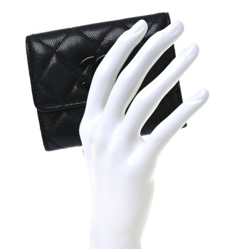 CHANEL Caviar Quilted Flap Card Holder So Black