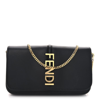 FENDI Vitello Grace Matte Fendigraphy Wallet On Chain Black