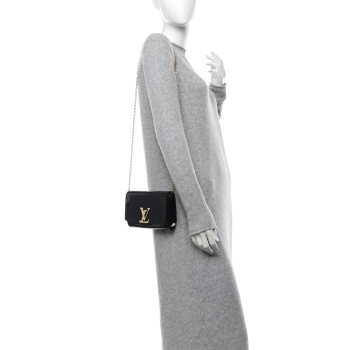 LOUIS VUITTON Patent Louise PM Chain Clutch Black