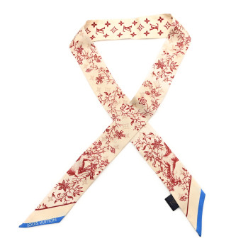 LOUIS VUITTON Silk Monogram Licorne BB Bandeau Beige