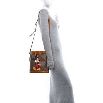 GUCCI X DISNEY Mini Vintage GG Supreme Monogram Bucket Bag Beige Vintage Sun Oil
