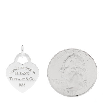 TIFFANY Sterling Silver Enamel Return to Milano Heart Tag Charm Blue