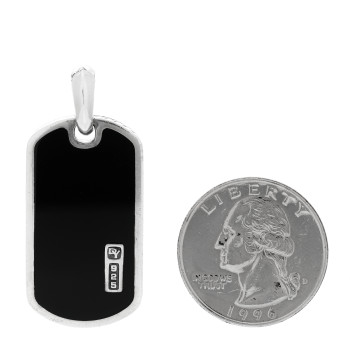 DAVID YURMAN Sterling Silver Black Onyx Dog Tag Pendant