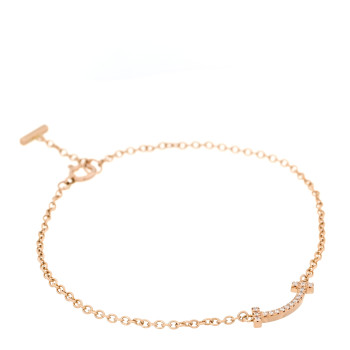 TIFFANY 18K Rose Gold Diamond Mini T Smile Bracelet