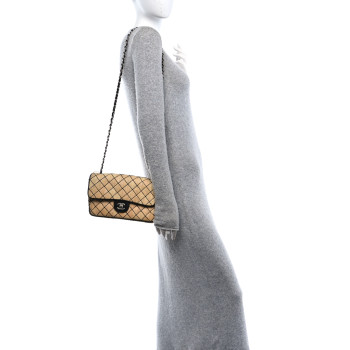 CHANEL Straw Diamond Stitch Flap