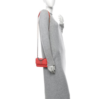 CHANEL Lambskin Quilted Chanel 19 Flap Phone Holder With Chain Coral