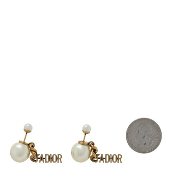 CHRISTIAN DIOR Pearl J'Adior Tribales Earrings Aged Gold