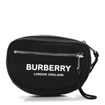 BURBERRY Econyl Logo Print Small Cannon Bum Bag Black