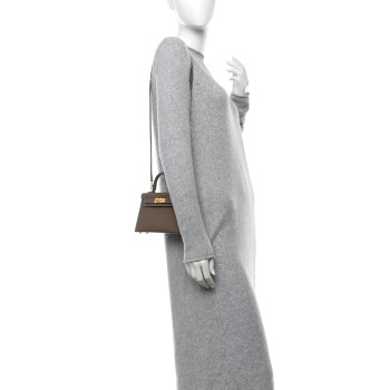 HERMES Madame Calfskin Mini Kelly Sellier 20 Etoupe
