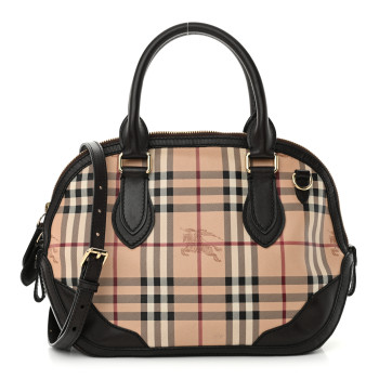 BURBERRY Haymarket Check Small Orchard Bowling Bag Chocolate