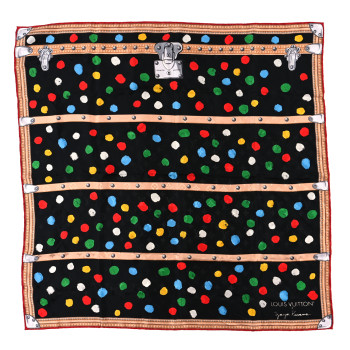 LOUIS VUITTON LV X YK Silk Monogram Dots Square Scarf 90 Black