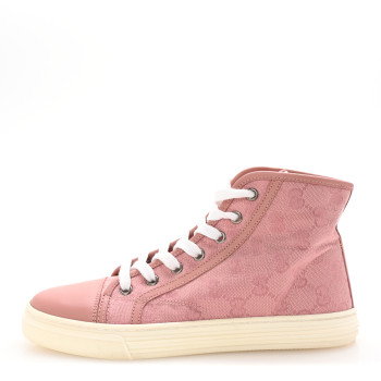 GUCCI Monogram Womens High Top Sneakers 36 Pink Soft Pink