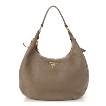 PRADA Vitello Daino Hobo Argilla