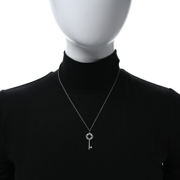 TIFFANY 18K White Gold Diamond Atlas Pierced Key Pendant Necklace