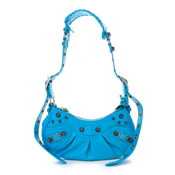 BALENCIAGA Agneau Arena Le Cagole Shoulder Bag XS Cyan