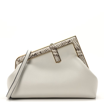 FENDI Shiny Nappa Snakeskin Small Fendi First White Roccia