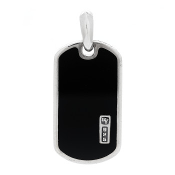 DAVID YURMAN Sterling Silver Black Onyx Dog Tag Pendant
