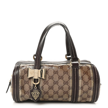 GUCCI Crystal Monogram Duchessa Small Boston Bag Brown