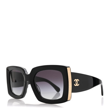CHANEL Acetate Rectangle Sunglasses 5435 Black