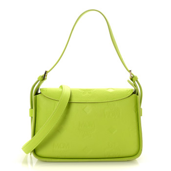MCM Calfskin Ottomar Small Aren Flap Hobo Acid Green