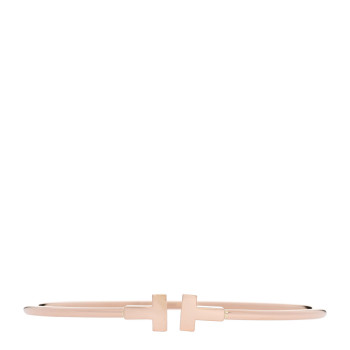 TIFFANY 18K Rose Gold Narrow T Wire Bracelet