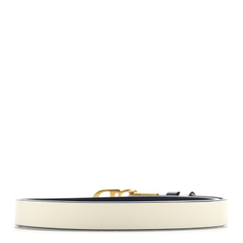 CHRISTIAN DIOR Calfskin Saddle Belt White Navy