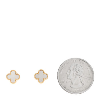 VAN CLEEF & ARPELS 18K Yellow Gold Mother of Pearl Sweet Alhambra Earrings