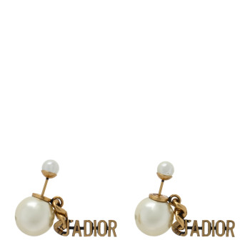 CHRISTIAN DIOR Pearl J'Adior Tribales Earrings Aged Gold