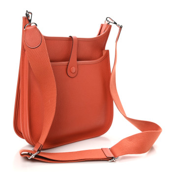 HERMES Taurillon Clemence EVELYNE III PM Feu