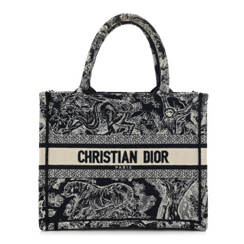 CHRISTIAN DIOR Canvas Embroidered Small Dioriviera Toile De Jouy Book Tote Blue