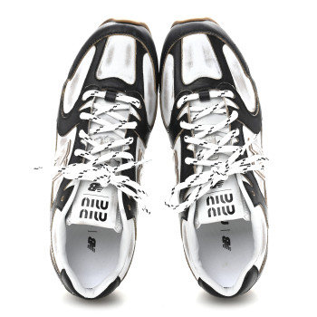MIU MIU X NEW BALANCE Vitello Deco Bicolor 530 SL Sneakers 37.5 Black White