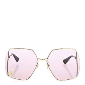 GUCCI Metal Square Frame Sunglasses GG0817S Gold Purple