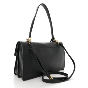 PRADA Calfskin Medium Soft Sound Shoulder Bag Black