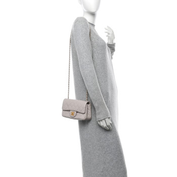 CHANEL Lambskin Quilted Mini Rectangular Pearl Crush Flap Grey