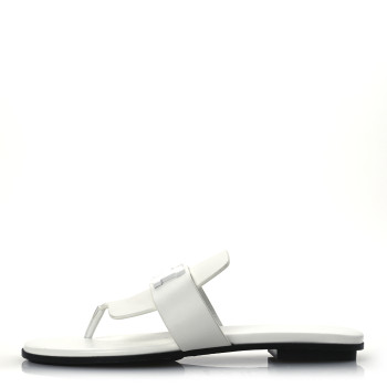 HERMES Calfskin Womens Galerie Sandals 37.5 White