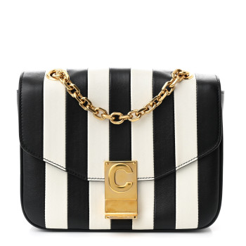 CELINE Shiny Calfskin Stripes Small C Bag Black
