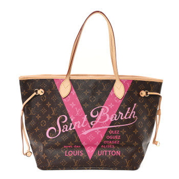 LOUIS VUITTON Monogram Saint Barth V Neverfull MM Hot Pink
