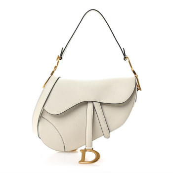 CHRISTIAN DIOR Grained Calfskin Saddle Bag With Strap Latte
