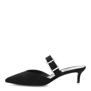 HERMES Suede Goatskin Blink Mules 36 Black