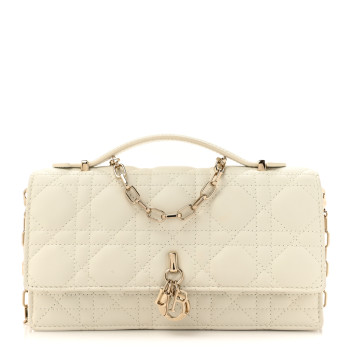 CHRISTIAN DIOR Lambskin Cannage Mini My Dior Bag Latte