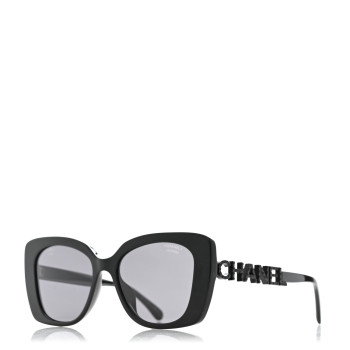 CHANEL Acetate Strass Polarized Square Sunglasses 5422-B Black