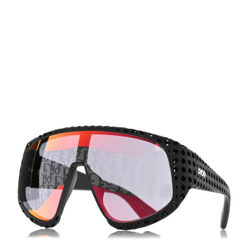 CHRISTIAN DIOR Acetate Nylon Cannage Oblique Mask Dior3D M1U Sunglasses Black Smoke