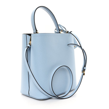 PRADA Saffiano Cuir Calfskin Medium Panier Bucket Bag Astrale Blue